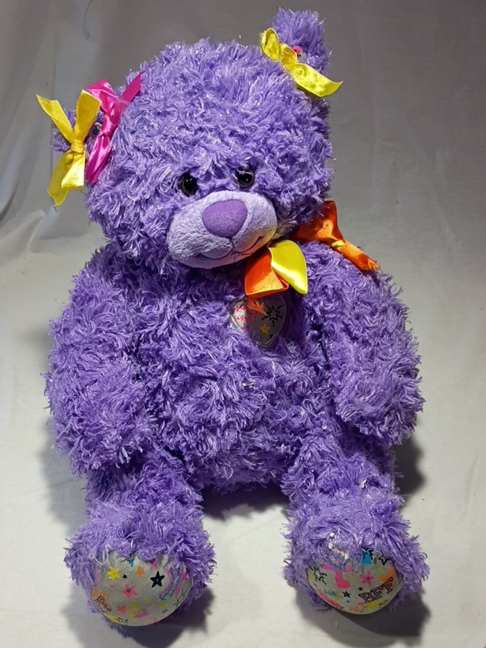 EUC Retired Build A Bear Workshop BFF Best Friends Purple Teddy Bear Plush 2012